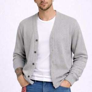 Heritage USA Men’s Cardigan Sweater Size XL Gray Wool Blend Vintage Made In USA